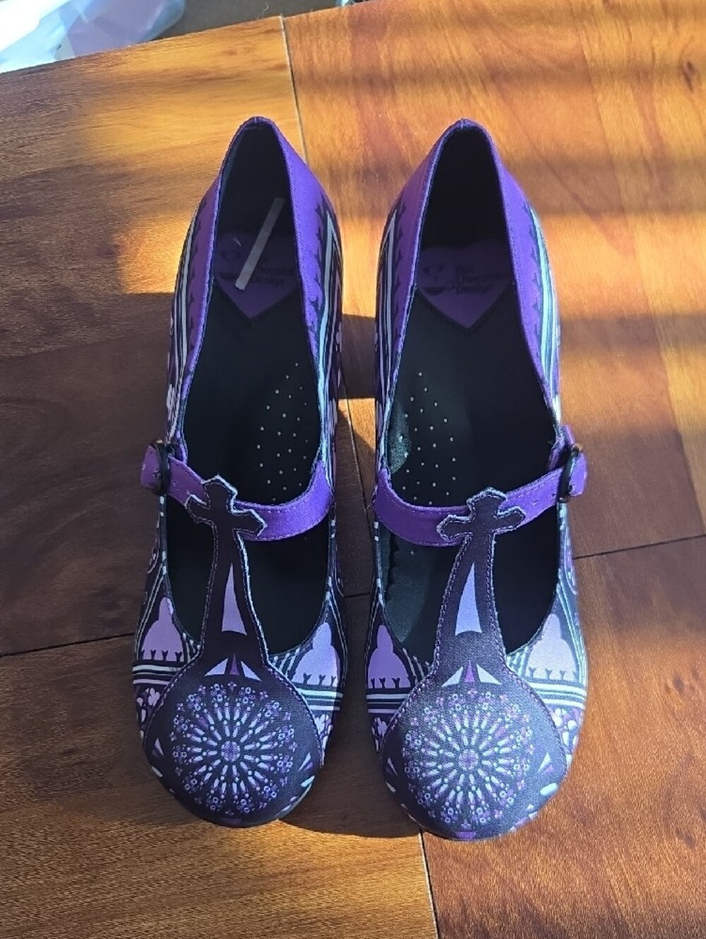 Hot Chocolate Design Gothic Purple Patterned Mary Jane Heels Sz 38/8 - Picture 2 of 6